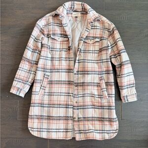 Universal Thread Plaid Shacket/Utility Jacket - Cream, Black, Pink
